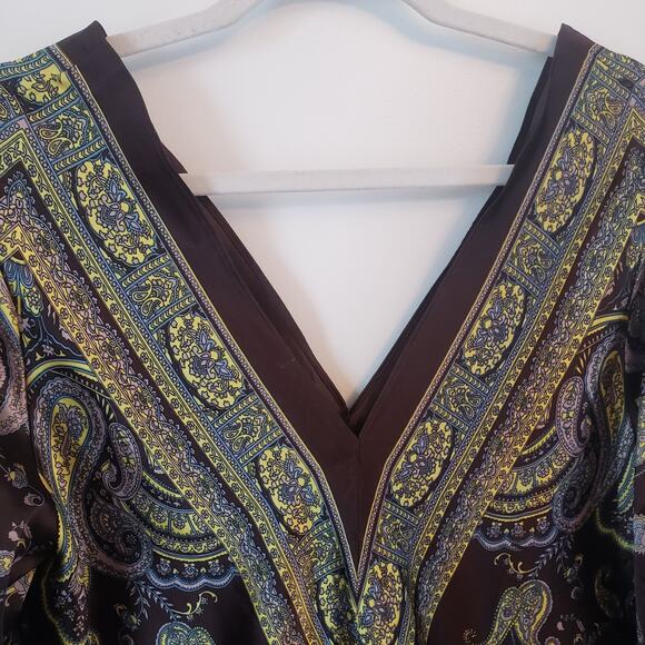 Step in Style Women's Brown and Yellow Paisley Pattern Kaftan Gown Size Large - Picture 4 of 6